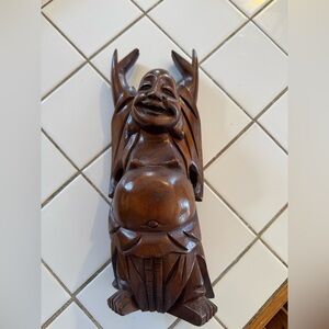 Wood carved Asian Vintage Buddha 12” in great condition
